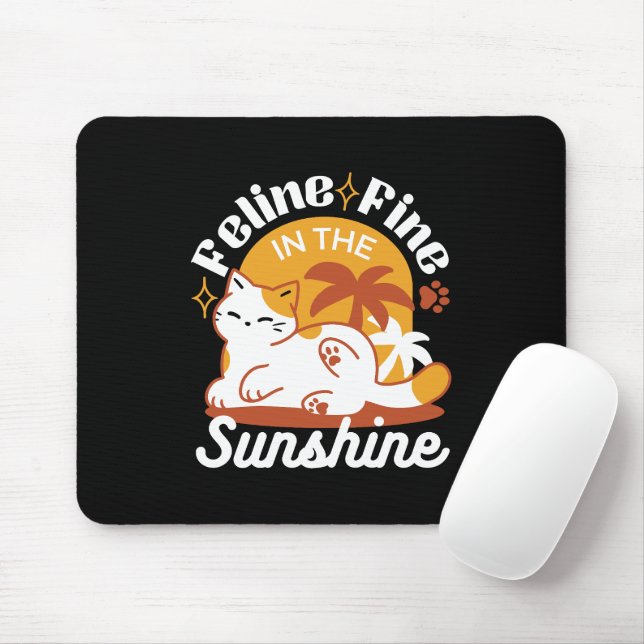 Adorable Cat Relaxing in the Sunshine – Summer Pet Mouse Mat (With Mouse)