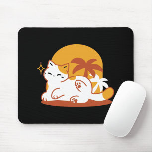 Adorable Cat Relaxing in the Sunshine – Summer Pet Mouse Mat