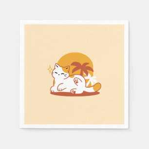 Adorable Cat Relaxing in the Sunshine – Summer Pet Napkin