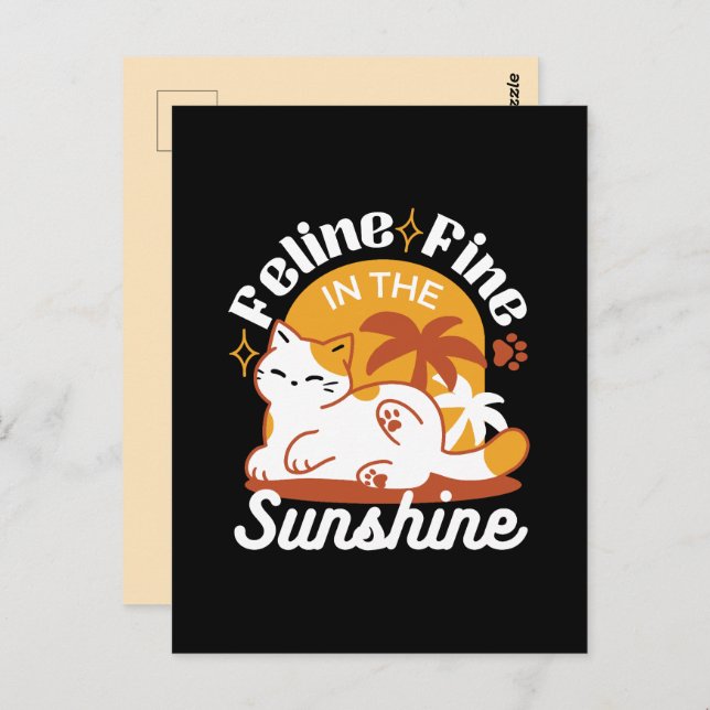 Adorable Cat Relaxing in the Sunshine – Summer Pet Postcard (Front/Back)