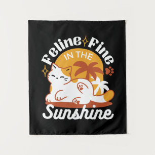 Adorable Cat Relaxing in the Sunshine – Summer Pet Tapestry