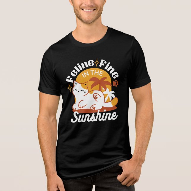 Adorable Cat Relaxing in the Sunshine – Summer Pet Tri-Blend Shirt (Front)