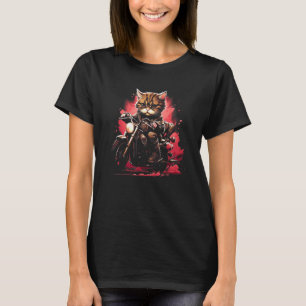 Adorable Cat Riding a Cool Motorcycle Graphic T-Shirt