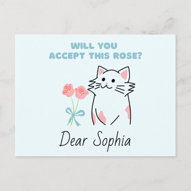 Adorable Cat&Rose Postcard (Front)
