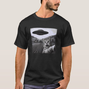 Adorable Cat Selfie with Alien UFO Fun Graphic gra T-Shirt