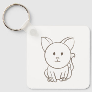 Adorable cat sketch key ring