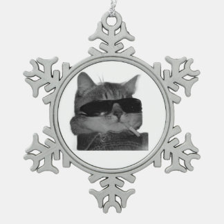 adorable cat snowflake pewter christmas ornament