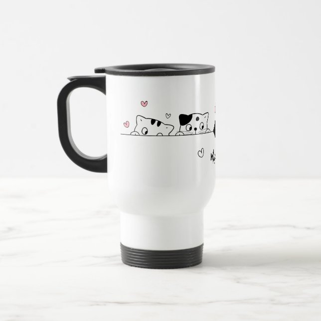 Adorable Cat Travel Mug – Cute and Minimalist (Left)