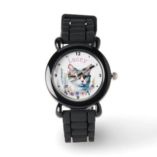 Adorable Cat Wearing Glasses Personalised Watch