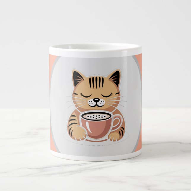Adorable Cat with Coffee Mug | Cozy Cat Lover Gift (Front)