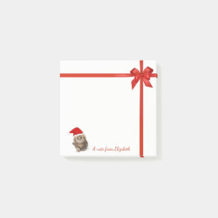 Adorable Cat With Santa Hat,Red Bow-Personalised Post-it Notes