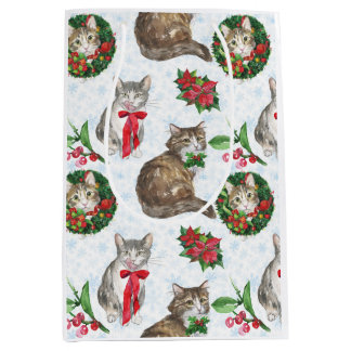 Adorable Cat Wreath Medium Gift Bag