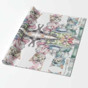 Adorable cats at kitchen wrapping paper