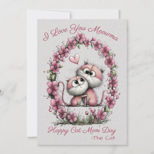 Adorable Cats Cat Mom Greeting Card (Front)