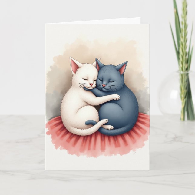 Adorable Cats Hugging Card (Front)