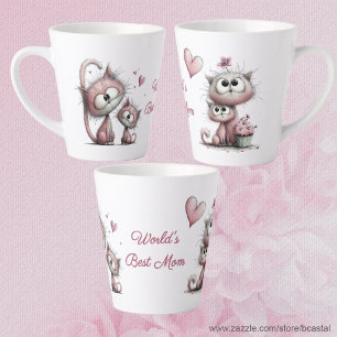Adorable Cats Illustrations Latte Mug
