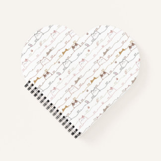 Adorable Cats Peeking Over Hearts  Notebook