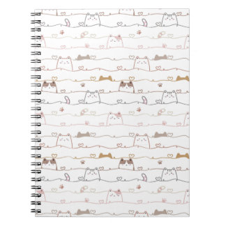 Adorable Cats Peeking Over Hearts  Notebook