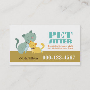 Adorable Cats Pet Sitting Service Business Card