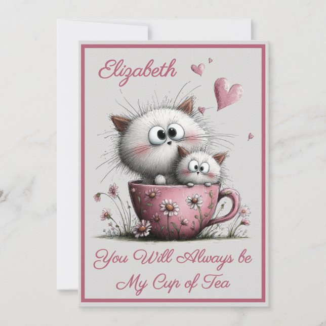 Adorable Cats Valentines Day Greeting Card (Front)