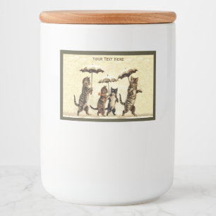 Adorable Cats With Kittens in Snow Umbrellas Food Label