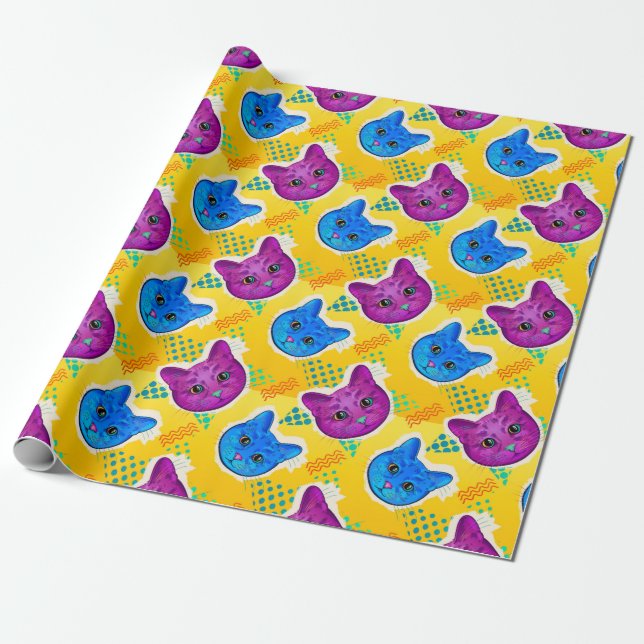 Adorable Cats Wrapping Paper (Unrolled)