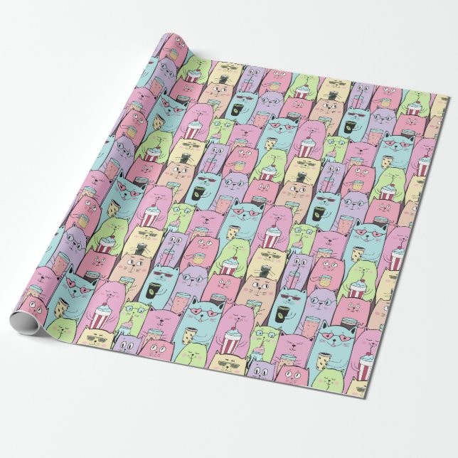 Adorable Cats Wrapping Paper (Unrolled)