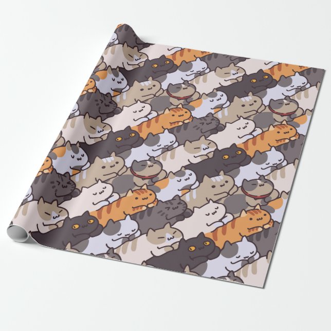 Adorable Cats Wrapping Paper (Unrolled)