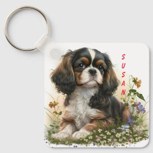 Adorable Cavalier Spaniel Puppy Dog Key Ring