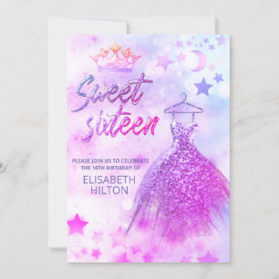 Adorable Celestial moon and stars sweet sixteen Invitation
