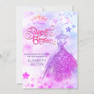 Adorable Celestial moon and stars sweet sixteen Invitation