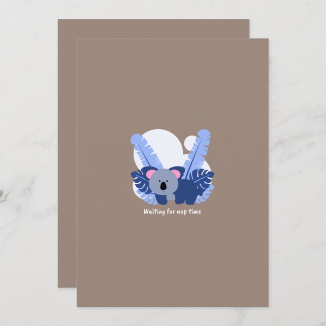 Adorable Character Animal Character Koala Art Invitation (Front/Back)