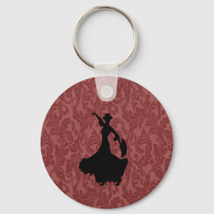 Adorable cheerful damask flamenco dancer key ring