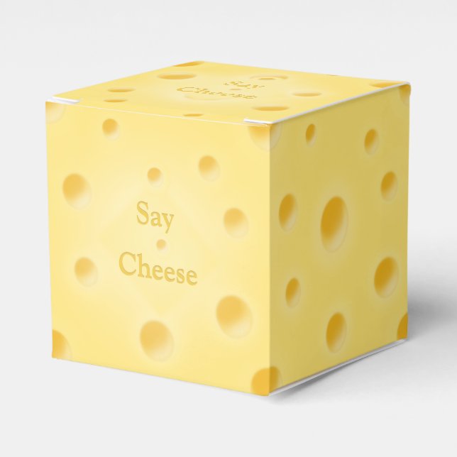 Adorable Cheese Cube Charming Custom Cheesy Favour Box (Front Side)
