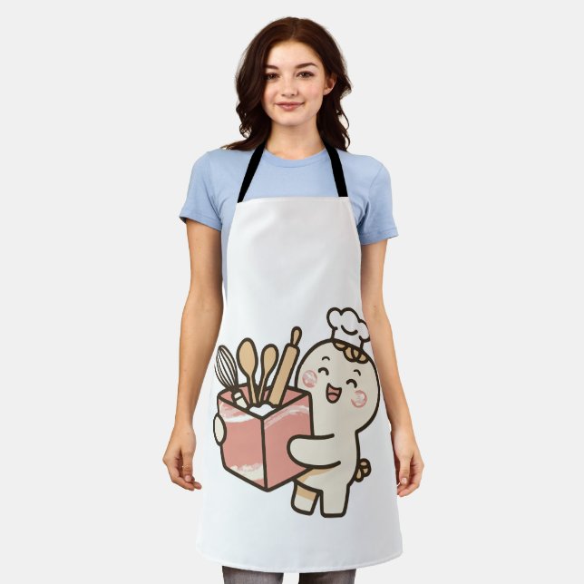 Adorable Chef Cartoon Apron – Cute Baking Lover Gi (Worn)