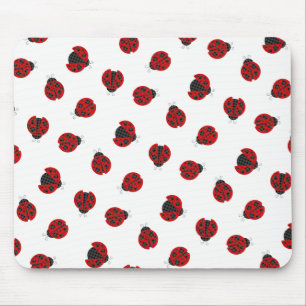 Adorable Chequered Plaid Ladybug Graphic Pattern Mouse Mat