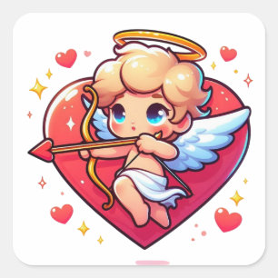 Adorable Cherub Cupid's Romantic Aim  Square Sticker