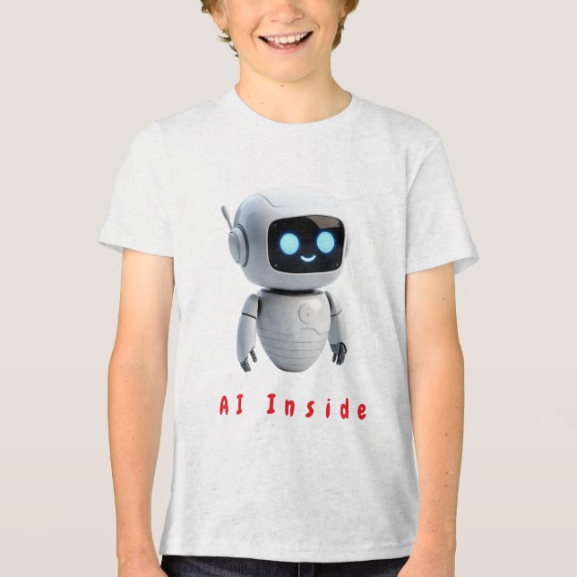 Adorable Chibi Space Robot Buddy - Minimalist Digi Tri-Blend Shirt (Front)