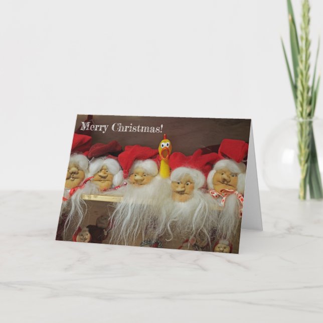Adorable Chicken Christmas Greeting Card! Holiday Card (Front)