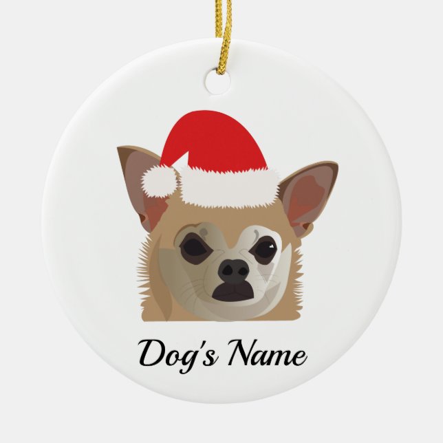 Adorable Chihuahua Christmas Ceramic Tree Decoration (Front)