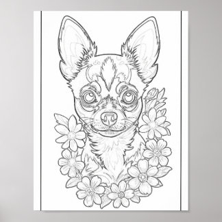 Adorable Chihuahua Puppy Colouring Page Poster