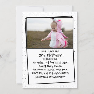 Adorable Child Photo 2nd Birthday Simple Invitation