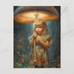 Adorable Child With Mushroom Umbrella Postcard