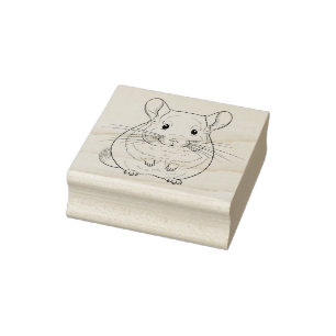 Adorable Chinchilla Front View Rubber Stamp