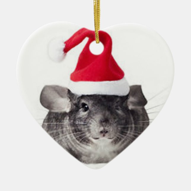 Adorable Chinchilla Santa Model Ceramic Tree Decoration (Front)