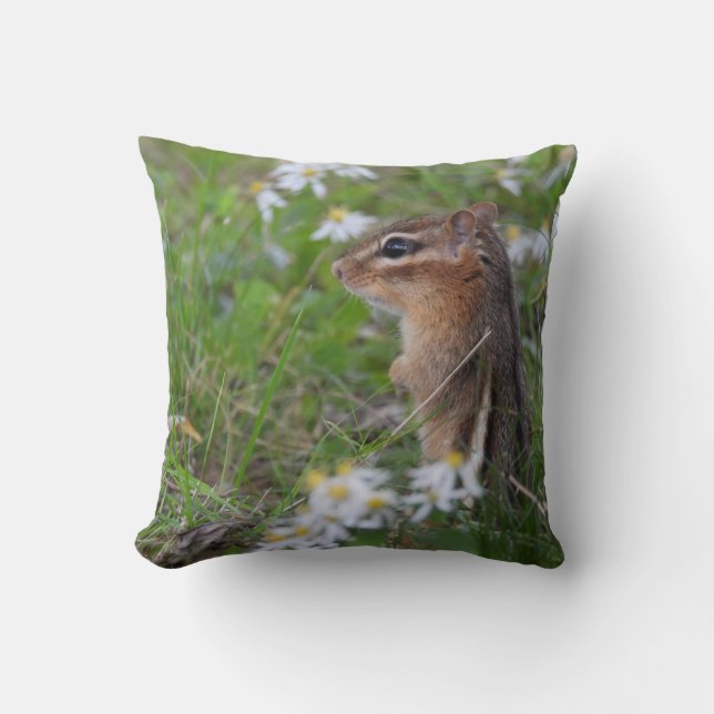 Adorable Chipmunk in flowers   Cushion (Front)
