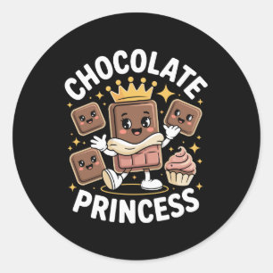 Adorable Chocolate Royalty Cute Kawaii Dessert Can Classic Round Sticker
