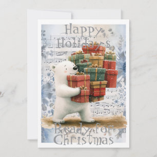 Adorable Christmas Bear Ready for Christmas Holiday Card