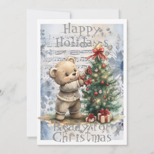 Adorable Christmas Bear Ready for Christmas Holiday Card