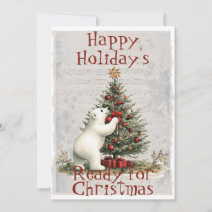 Adorable Christmas Bear Ready for Christmas Holiday Card